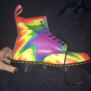 Rainbow tie-dye doc martens